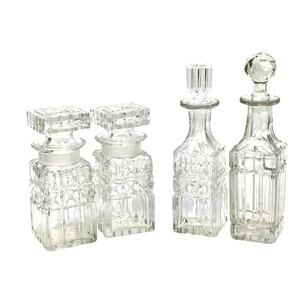 Miniature Decanter Style Cruet Bottles with Stoppers-Lot of Four-Chips